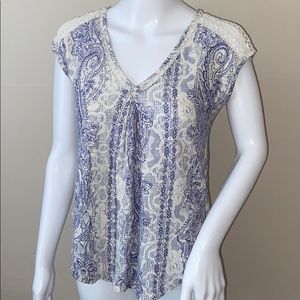 Lucky Brand XS Paisley Lace Shirt